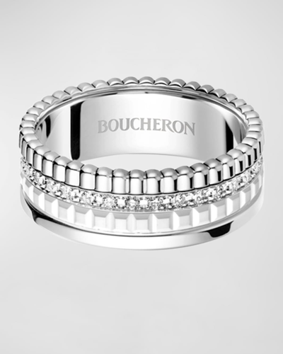 Boucheron 18kt Quatre Double White Edition Weissgoldring Mit Diamanten In Silver