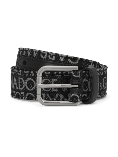 Dolce & Gabbana Kids' Logo-print Leather Belt In Black