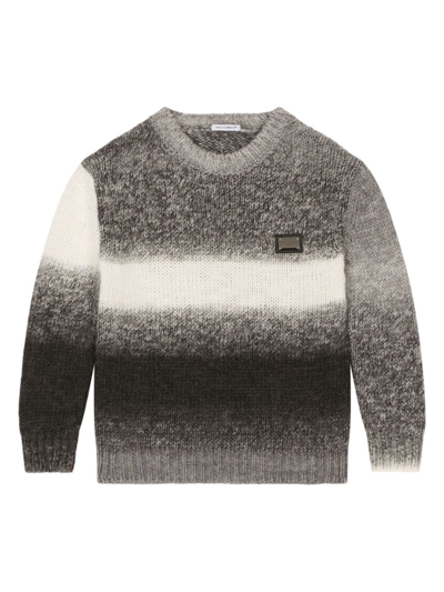 Dolce & Gabbana Kids' Dégradé Stripe Crew-neck Jumper In Grey