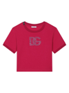 Dolce & Gabbana Rhinestone-logo Cotton T-shirt In Red