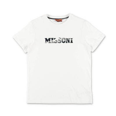 Missoni Kids' Embroidered Cotton Jersey T-shirt In White