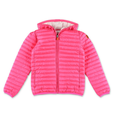 Save The Duck Kids Padded Hooded Zip In Pink
