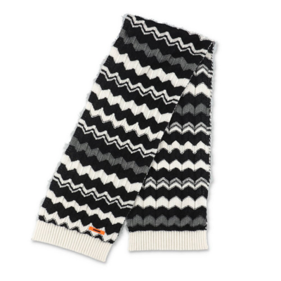 Missoni Kids' Zig Zag Wool Jacquard Knit Scarf In Black,white