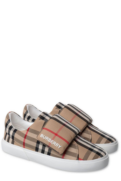 Burberry Kids James Checked Logo Printed Touch In Archive Beige Che