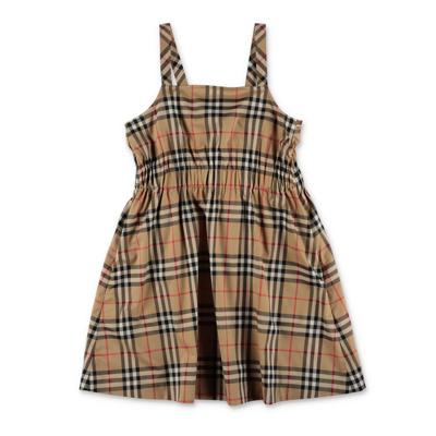 Burberry Kids' Vintage Check Cotton-blend Dress In Beige