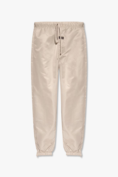 Essentials Fear Of God  Logo Patch Drawstring Track Pants In Smoke