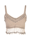 RABANNE PACO RABANNE BEIGE CROCHET TOP WITH PEARLS