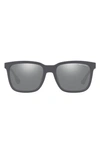 Armani Exchange 55mm Mirrored Polarized Rectangular Sunglasses In Matte Grey