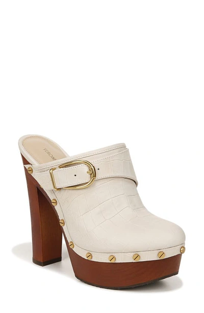 Veronica Beard Women's Alek 140mm Crocodile-embossed Leather Clogs In White