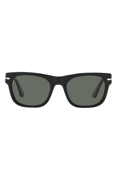 Persol 52mm Polarized Rectangle Sunglasses In Black/ Light Blue