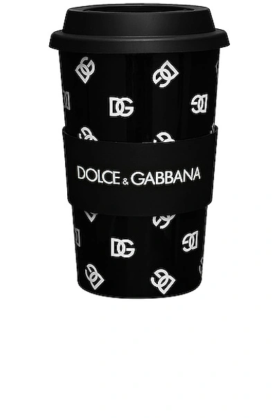 Dolce & Gabbana Casa Logo Mug With Lid In Black & White