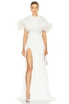 Attico Feather-trimmed Gown In White