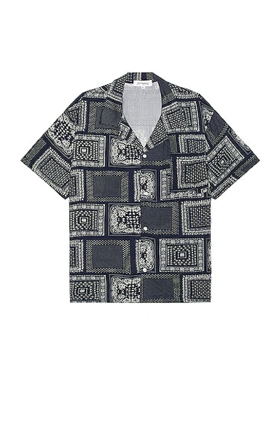 Found Bandana Print Camp Shirt In Navy