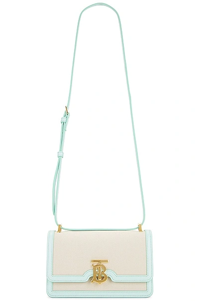 Burberry Mini Tb Elongated Bag In Natural & Cool Mint