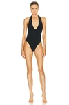 Éterne Exclusive Amelia Plunging Halter One-piece In Black