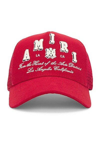 Amiri Logo-embroidered Cotton Trucker Cap In Red