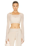 Alo Yoga Airlift Ballet Dream Long Sleeve Bra Top In Macadamia