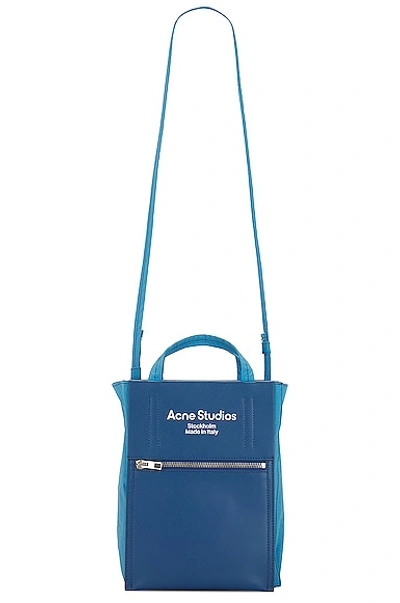Acne Studios Baker Small Leather And Nylon Tote Bag In Powder Blue/blue