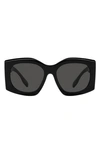 Burberry Madeline 55mm Irregular Sunglasses In Solid Black