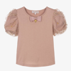 ANGEL'S FACE ANGEL'S FACE GIRLS PINK TULLE SLEEVE T-SHIRT