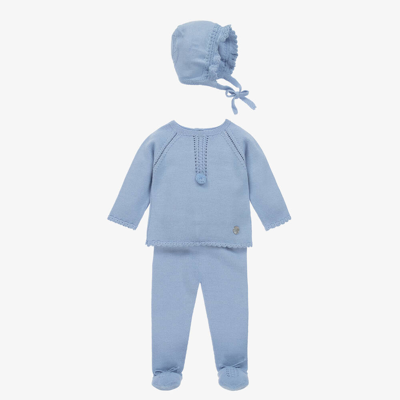 Artesania Granlei Blue Knitted Babysuit & Hat Set