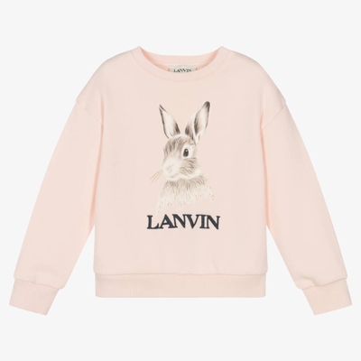 Lanvin Kids' Girls Pink Cotton Bunny Sweater