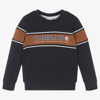 Timberland Boys Navy Blue Cotton Sweatshirt In Blue