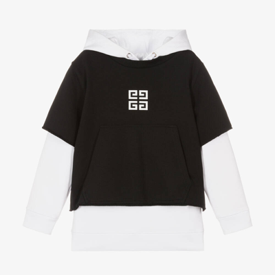 Givenchy Teen Boys White & Black Layered Hoodie