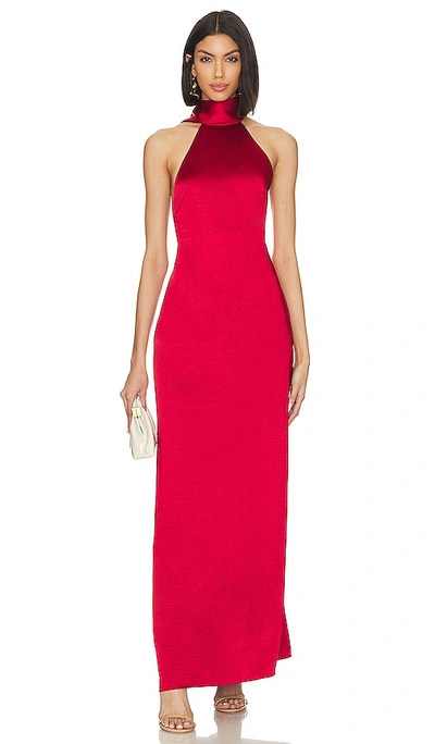 Lpa Raveena Halter Scarf Maxi Dress In Red