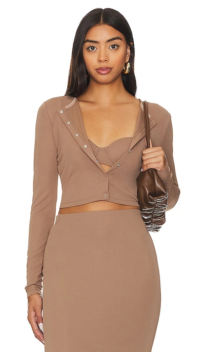 Lpa Thalia Cardigan Top In Taupe