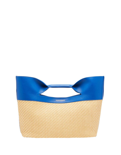 Alexander Mcqueen The Bow Small Bag In Natural And Electric Blue