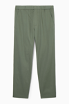 Cos Elasticated Tapered Twill Pants In Green