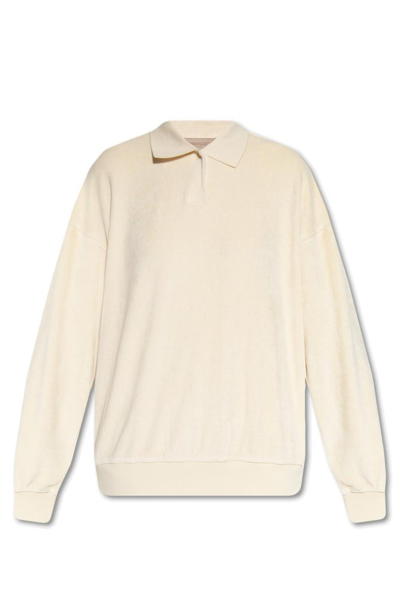 Essentials Fear Of God  Logo Patch Velour Sweatshirt In Egg_shell