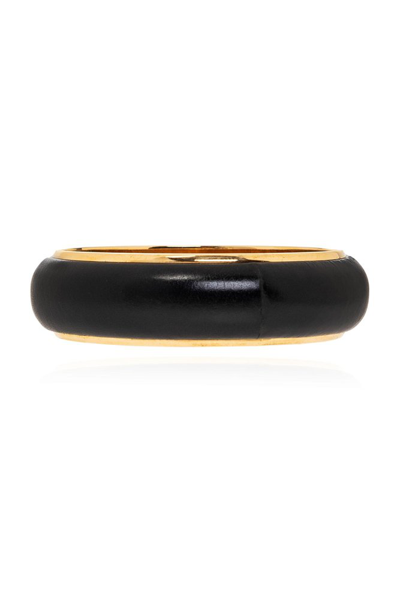 Saint Laurent Logo Engraved Bracelet In Black