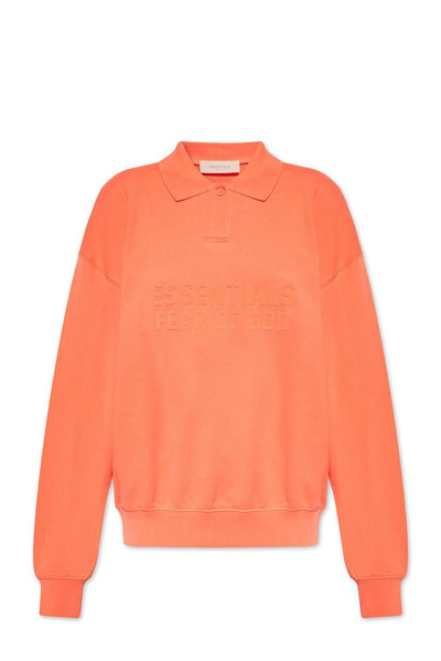 Essentials Fear Of God  Logo Printed Sweatshirt In Orange