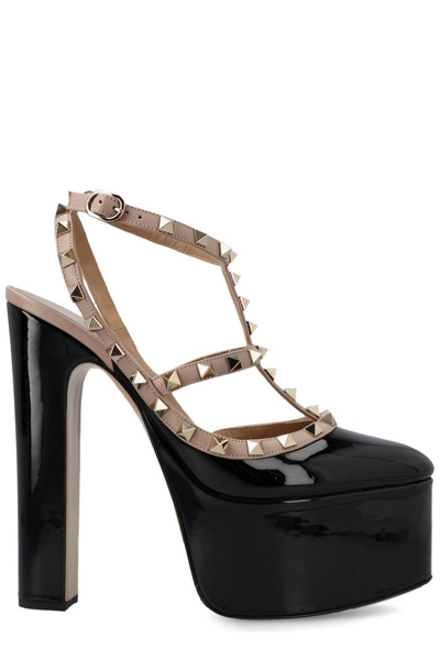 Valentino Garavani Rockstud Platform Pump In Patent Leather In Black