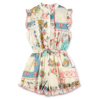 Zimmermann Kids Clover Floral-print Cotton Playsuit (1-10 Years) In Multicoloured