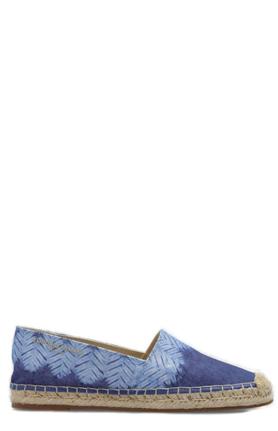 Emporio Armani Leaf-print Flat Espadrilles In Blue