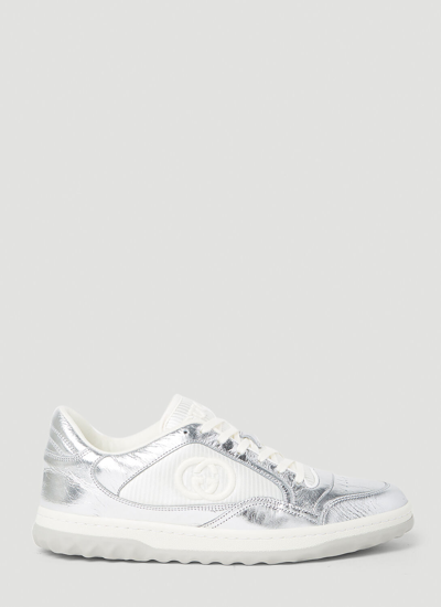 Gucci 30mm Mac80 Leather Sneakers In Silver
