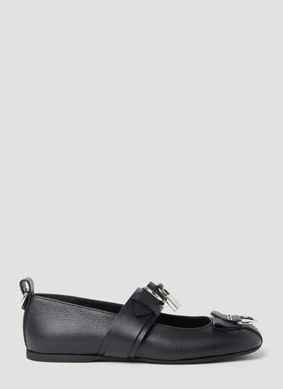 Jw Anderson 10mm Punk Leather Ballerina Flats In Black