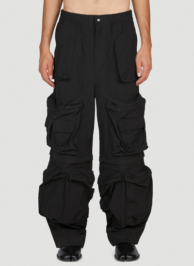 Diesel Cargo Trousers In Wrinkled Nylon Canvas In Black