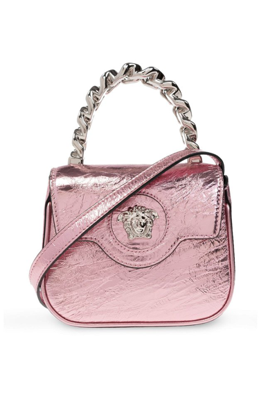 Versace Medusa Head Plaque Mini Tote Bag In Pink