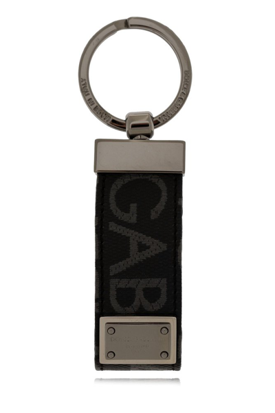 Dolce & Gabbana Logo Plaque Keychain In Black