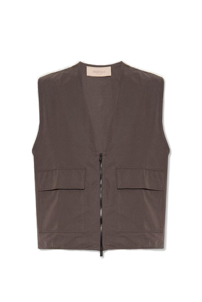 Essentials Fear Of God  Logo Patch Vest In Grey
