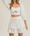 MABLE EYELET CROP TOP AND MINI SKIRT SET IN WHITE
