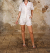 Scarlett Poppies Escape Shorts Embroidered Linen Resort Shorts In Simply White In Multi