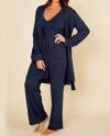 COSABELLA Bella Curvy Racerback Cami, Pant And Robe Set In Navy