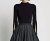 Proenza Schouler Fringe Trim Funnel Neck Knit Top In Black