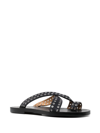 Isabel Marant 10mm Jinsay Leather Flat Sandals In Black