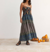 Boteh Rhea Shirred Printed-cotton Maxi Dress In Black